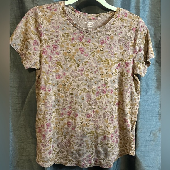 Old Navy Tops - Old Navy Women's Short Sleeve Floral Top - Blue, Green and Pink